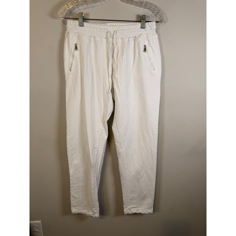 Nostalgia Women Jogger Pants Zipper Pockets White L Made in italy